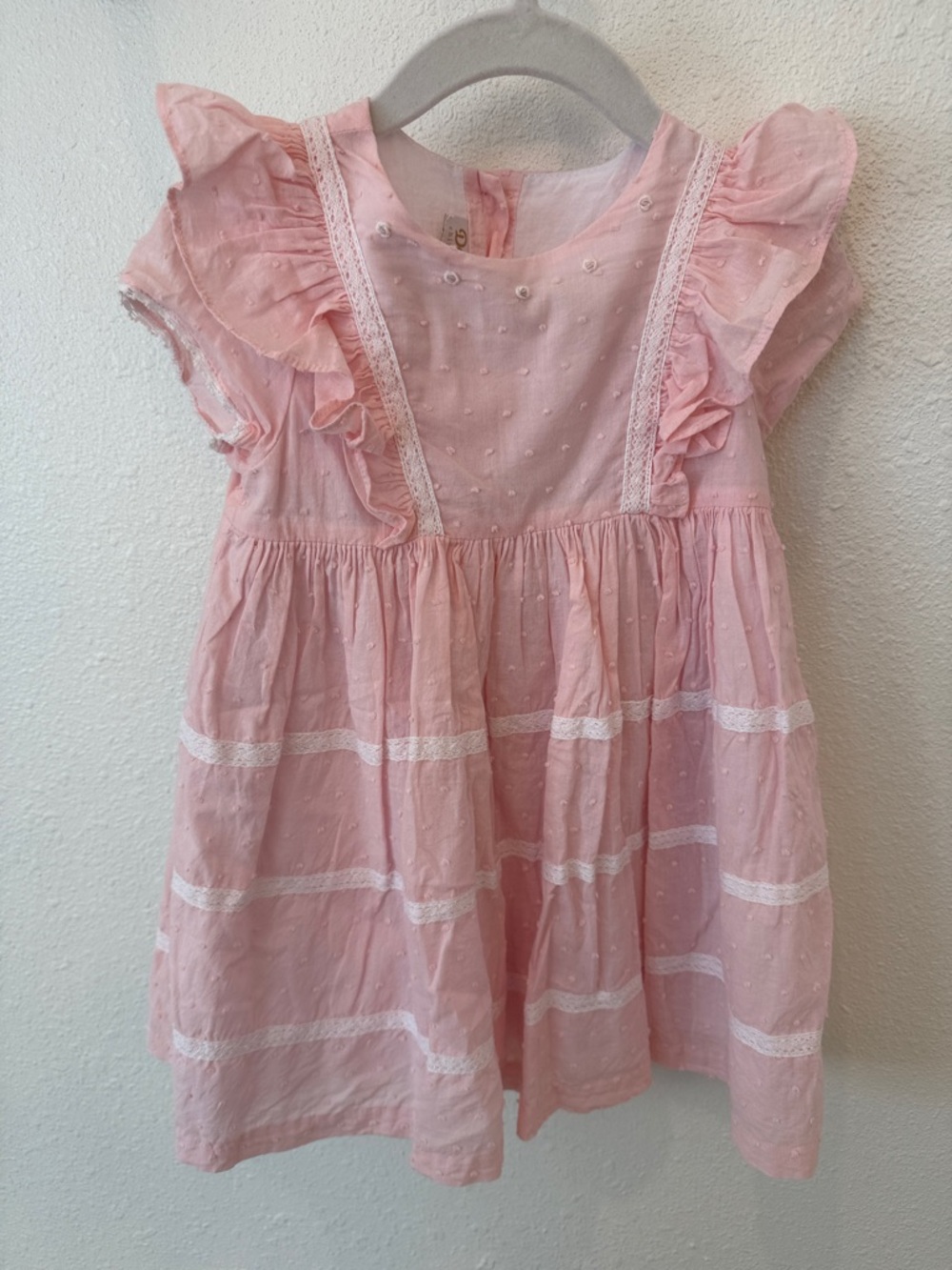 Dondolo Light Pink Swiss Dot Lace Ruffle Dress Girls Size 2T